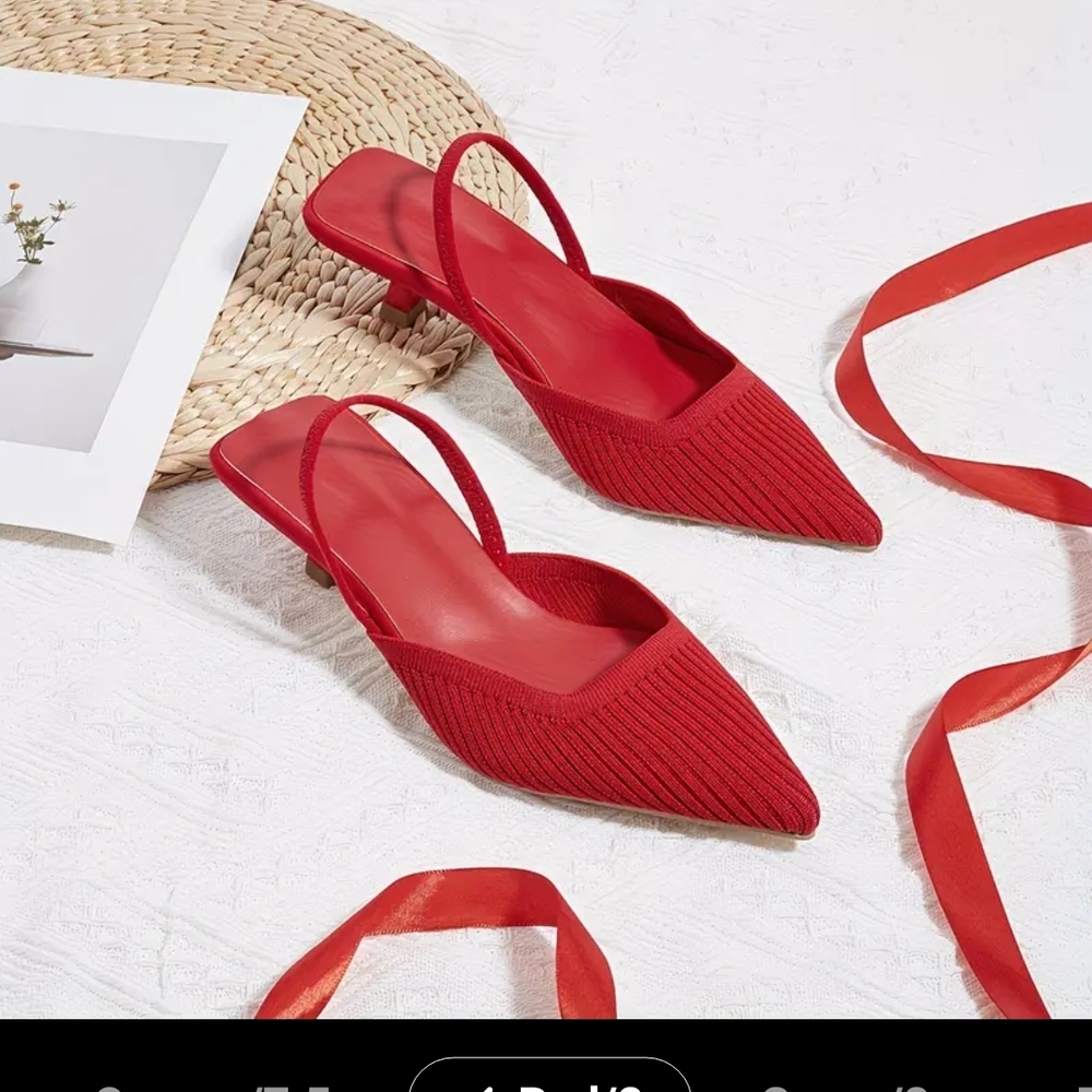 Women’s Red Pointed Slingback Kitten Heels